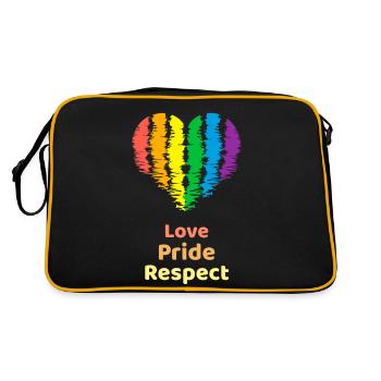 Liebe Stolz Respekt. Regenbogenherz für Oslo - Retro Tasche - Schwarz/Gold - Hinten