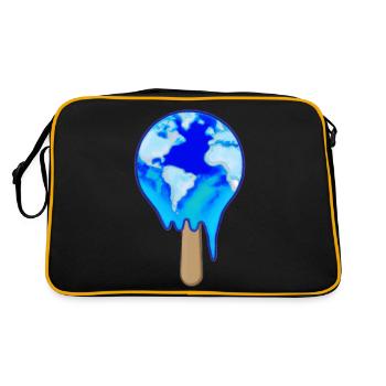 Popsicles with globe Melting climate change - Retro Bag - black/gold - Back