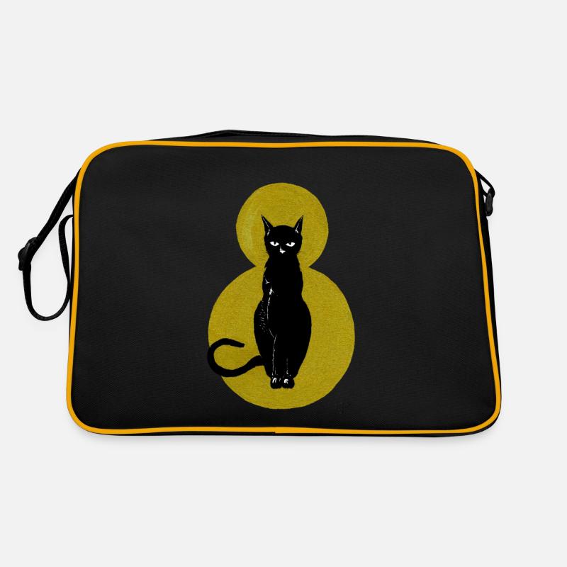 Chat sur fond doré - Sac Retro - noir/or