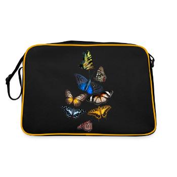 Bunter Schmetterling - Retro Tasche - Schwarz/Gold - Hinten