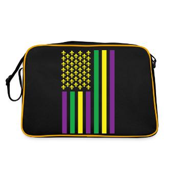 Mardi Gras Amerikanische Flagge - Retro Tasche - Schwarz/Gold - Hinten
