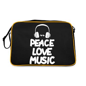 Peace Love Music - Retro Tasche - Schwarz/Gold - Hinten