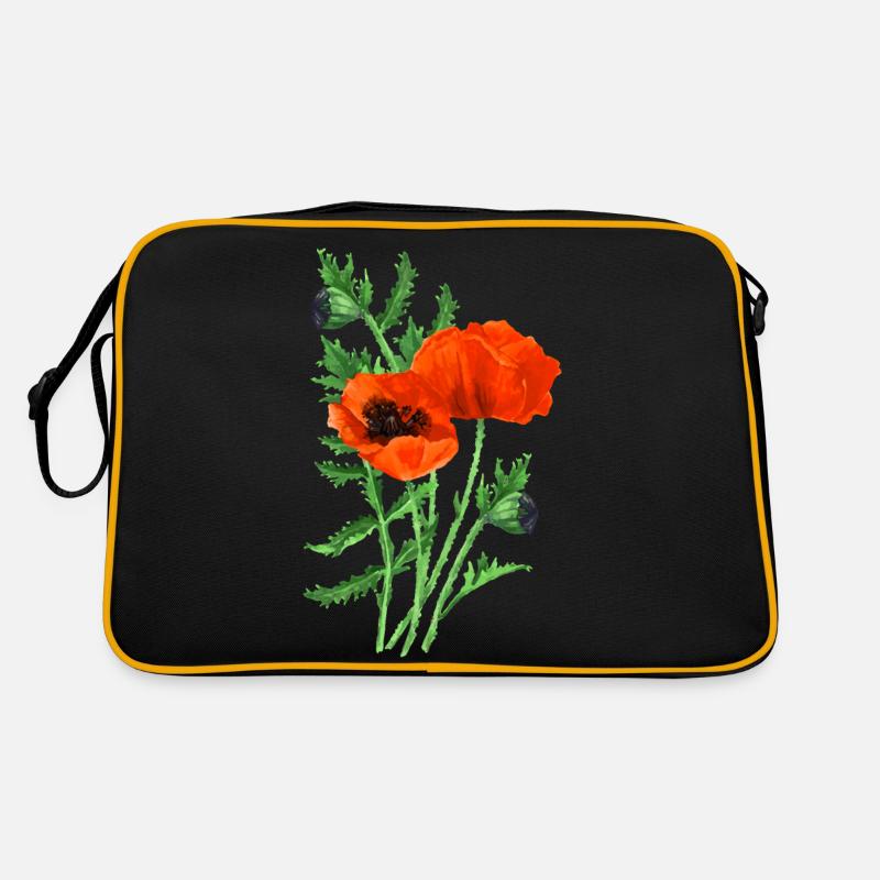 Blumen - Retro Tasche - Schwarz/Gold
