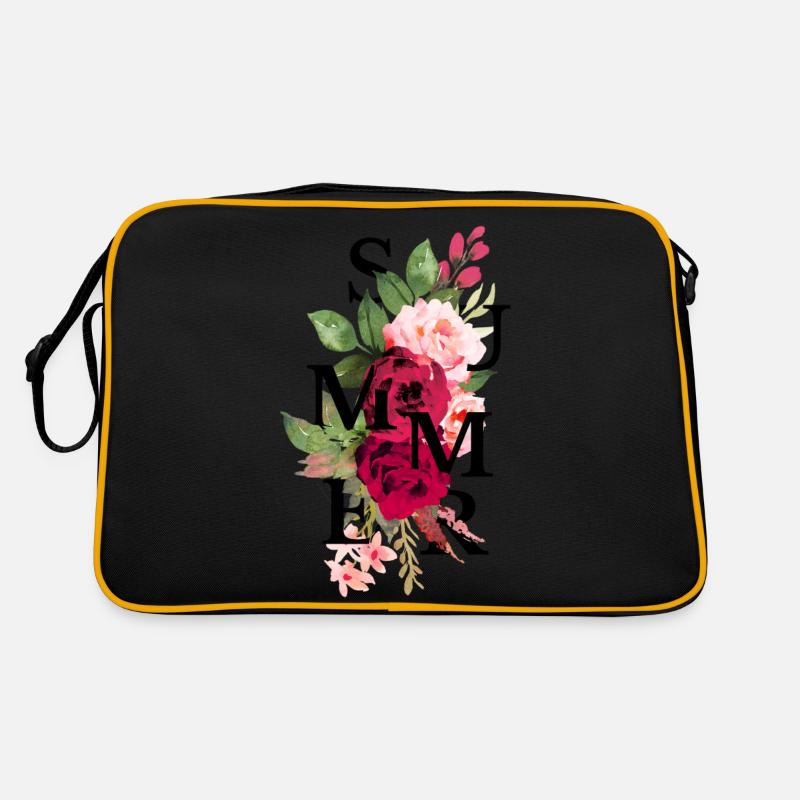 Sommerblume - Retro Tasche - Schwarz/Gold