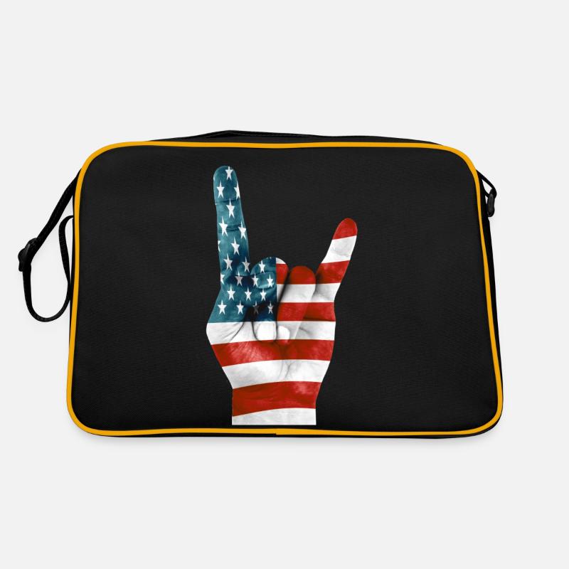 Drapeau américain sur une main Rock'n'Roll Sac Retro