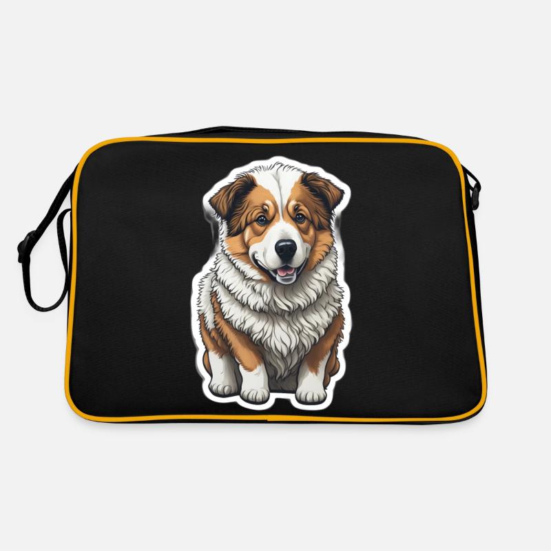 Kleiner Hund - Corgi - Retro Tasche - Schwarz/Gold