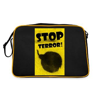 Bomb painted with black paint spray on yellow back - Retro Bag - black/gold - Back