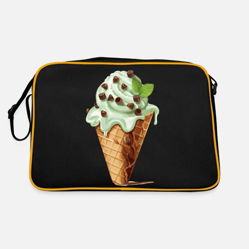 Cornet de crème glacée aux pépites de chocolat à la menthe Sac Retro