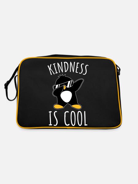 Kindness Is Cool Dabbing Dab Dance Gesture Penguin - Retro Bag - black/gold - Back