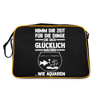 Aquarium Fische Aquaristik - Retro Tasche - Schwarz/Gold - Hinten