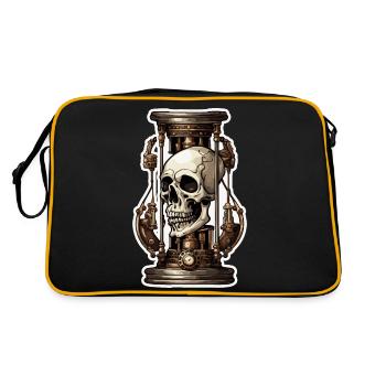 Sanduhr / Zeitmesser / Antik /Sandkörner / Ablauf - Retro Tasche - Schwarz/Gold - Hinten