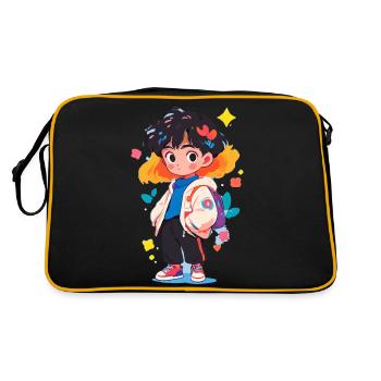 Manga Junge - Retro Tasche - Schwarz/Gold - Hinten