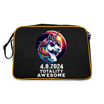 Unicorn in Sunglasses Solar Eclipse 2024 - Retro Bag - black/gold - Back