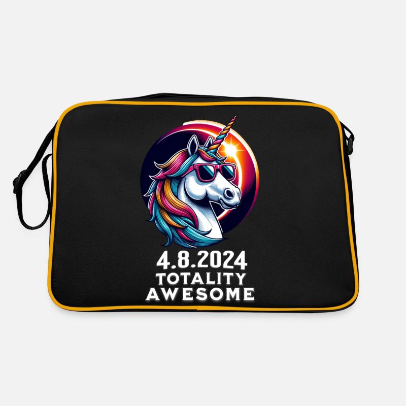 Unicorn in Sunglasses Solar Eclipse 2024 Retro Bag
