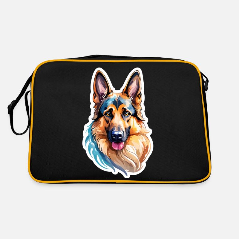 German Shepherd Watercolor Retro Bag