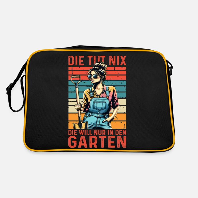 Garten Geschenk Gärtnerin Geburtstag Geschenk - Retro Tasche - Schwarz/Gold