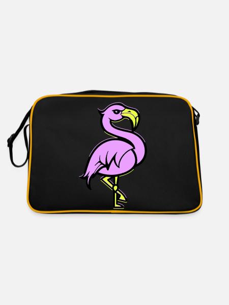 flamingo comic - Retro Tasche - Schwarz/Gold