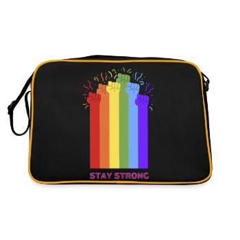 Restez fort, LGBTQ+, CSD, Pride, Arc-en-ciel - Sac Retro - noir/or - Dos