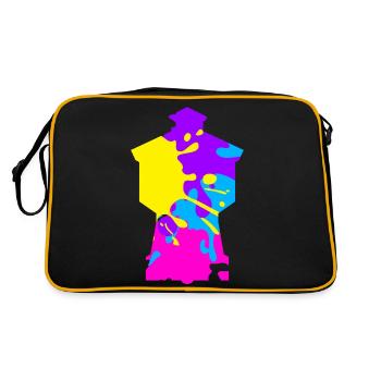Wasserturm Langeoog bunt - Retro Tasche - Schwarz/Gold - Hinten