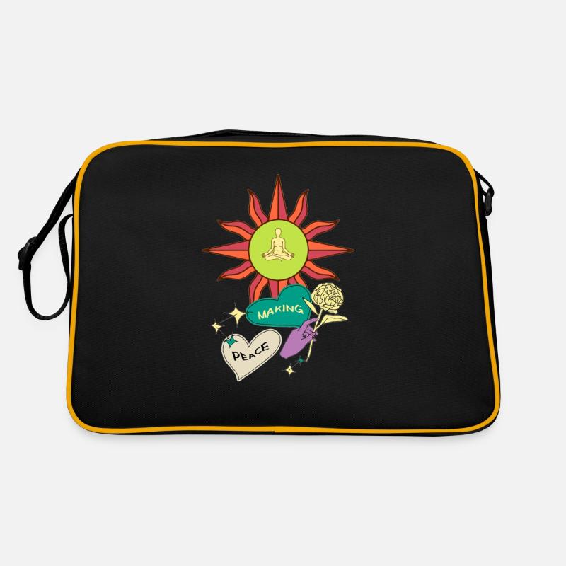 Peace making love, Shirt, T-Shirt, Pulli zeitlos - Retro Tasche - Schwarz/Gold