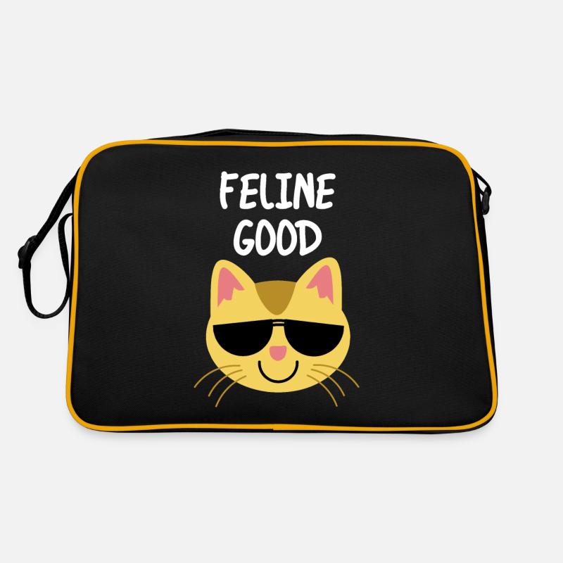 Feline Good : Feeling good cat pun quote Retro Bag
