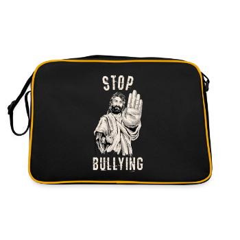 Stopp Mobbing - Retro Tasche - Schwarz/Gold - Hinten