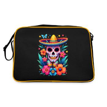 Crâne d’héritage hispanique avec fleurs - Sac Retro - noir/or - Dos