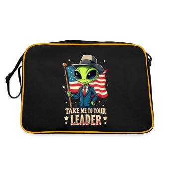 Alien Bring mich zu Deinem Anführer USA Patriot - Retro Tasche - Schwarz/Gold - Hinten