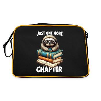 Nur noch ein Kapitel - Bücherwurm Faultier liest - Retro Tasche - Schwarz/Gold - Hinten