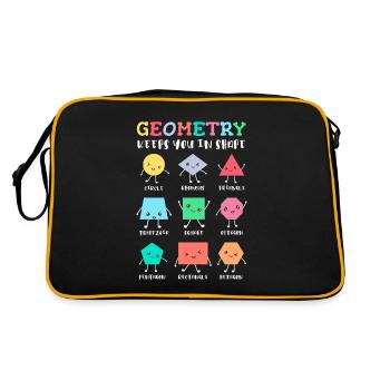 Geometrie hält dich in Form – Lustiges Schulmotiv - Retro Tasche - Schwarz/Gold - Hinten