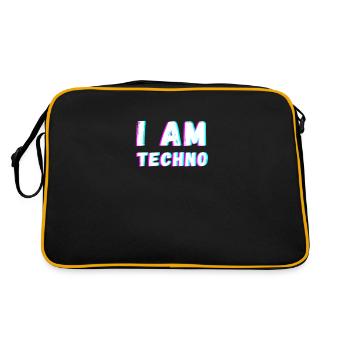 Techno Rave Trance Bass House music Geschenk - Retro Tasche - Schwarz/Gold - Hinten
