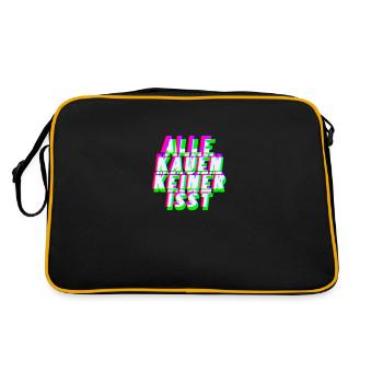 chew nobody eats club techno mdma gift edm - Retro Bag - black/gold - Back
