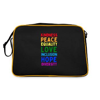 lgbtq, lgbt, gay pride, schwul, regenbogen, pride - Retro Tasche - Schwarz/Gold - Hinten
