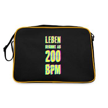 Techno rave bass DJ trance house geschenk musik - Retro Tasche - Schwarz/Gold - Hinten