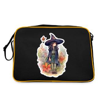 Sorcière mignonne sur une prairie fleurie - Sac Retro - noir/or - Dos