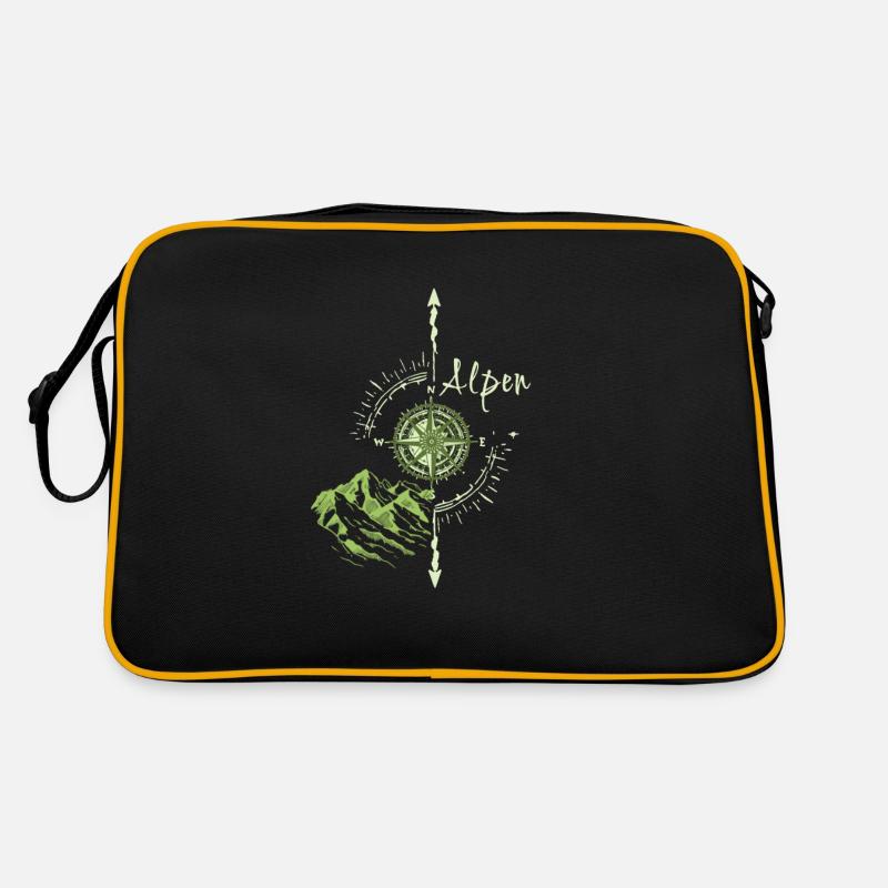 Alps,Mountains,illustration,Compass Retro Bag