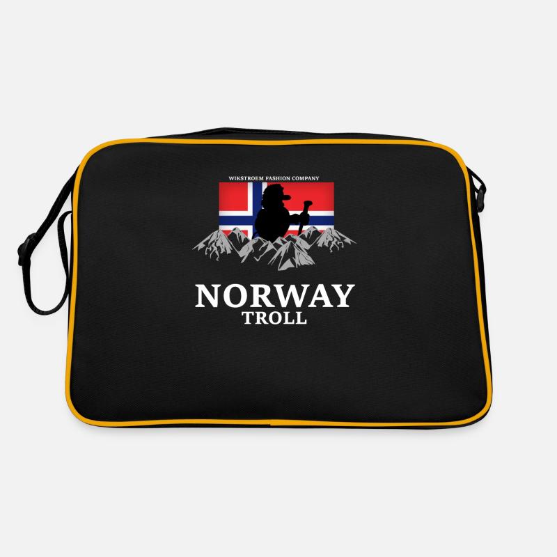 Wikstroem - Norvège Norway Troll Montagne drapeau - Sac Retro - noir/or