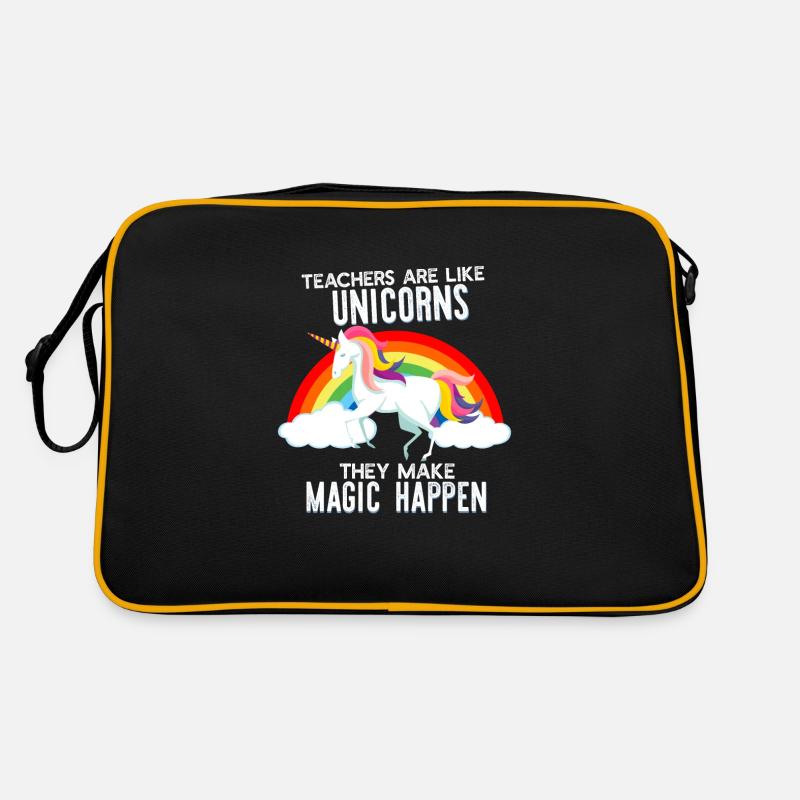 Lehrerin Lehrer Einhorn - Retro Tasche - Schwarz/Gold