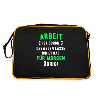 Arbeit Spruch - Retro Tasche - Schwarz/Gold - Hinten