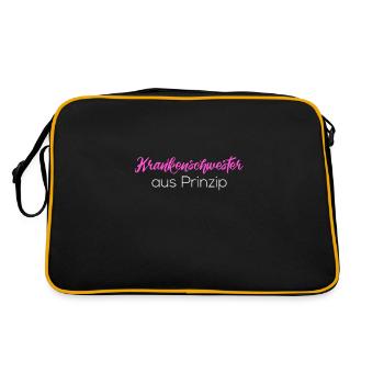Krankenschwester Krankenhaus Spruch Geschenk - Retro Tasche - Schwarz/Gold - Hinten