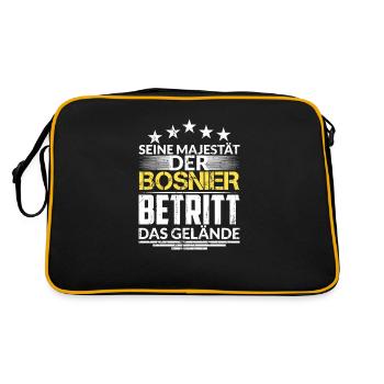 Bosnier Bosnien Spruch Geschenk Heimat Lustig - Retro Tasche - Schwarz/Gold - Hinten