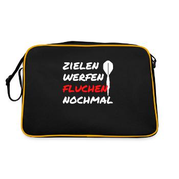Zielen, Werfen, Fluchen und Nochmal! DARTS ON - Retro Tasche - Schwarz/Gold - Hinten