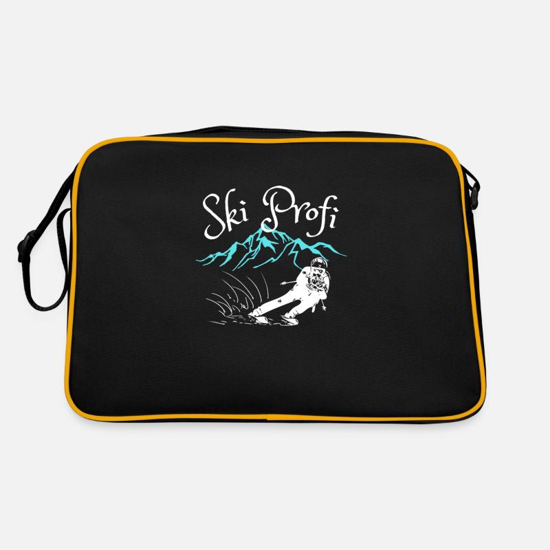 SKI PROFI! LUSTIGES SKI ABFAHRT DESIGN - Retro Tasche - Schwarz/Gold