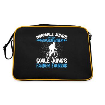 COOLE JUNGS FAHREN FAHRRAD - FAHRRADFAHRER JUNGE - Retro Tasche - Schwarz/Gold - Hinten