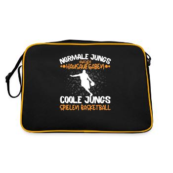 COOLE JUNGS SPIELEN BASKETBALL - BASKETBALLER - Retro Tasche - Schwarz/Gold - Hinten