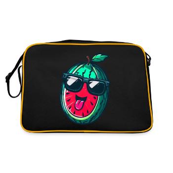 Watermelon with sunglasses - Cool Kawaii Desi - Retro Bag - black/gold - Back