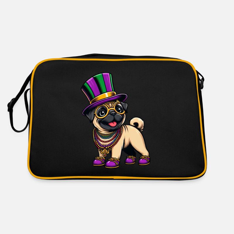 Mardi Gras Pug Dog Comic Retro Bag