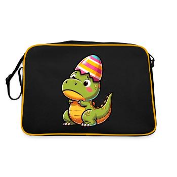 Easter T-Rex in Eggshell, Clumsy - Retro Bag - black/gold - Back