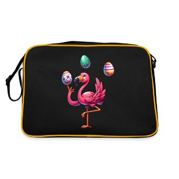 ostern ei osterei flamingo ostern jongleur jonglie - Retro Tasche - Schwarz/Gold - Hinten