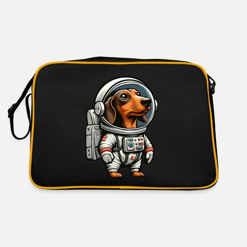 Dackel im Weltraum Astronautenabenteuer Retro Tasche